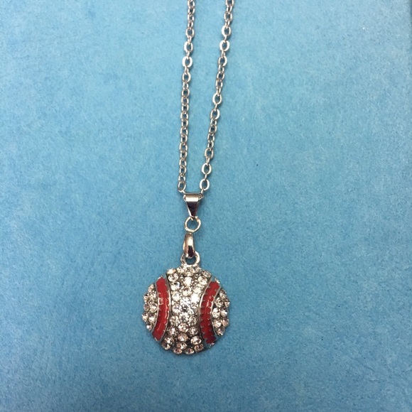 Baseball Crystal Rhinestone Necklace - Picture 2 of 6